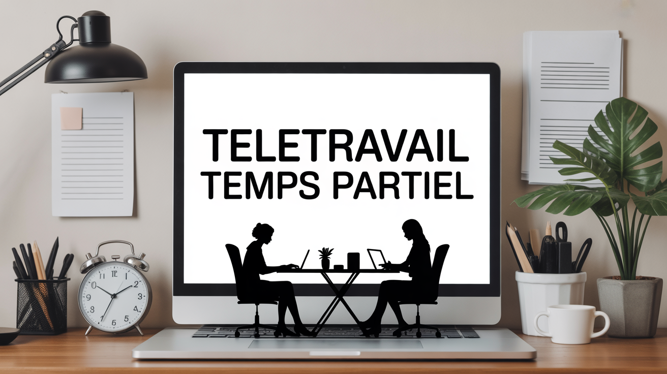 Image télétravail temps partiel bureau à domicile