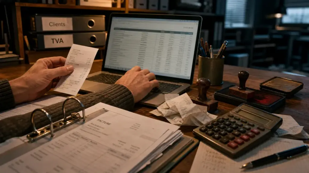 Comptable fiche métier : bureau comptable, factures et tableur, calcul de TVA
