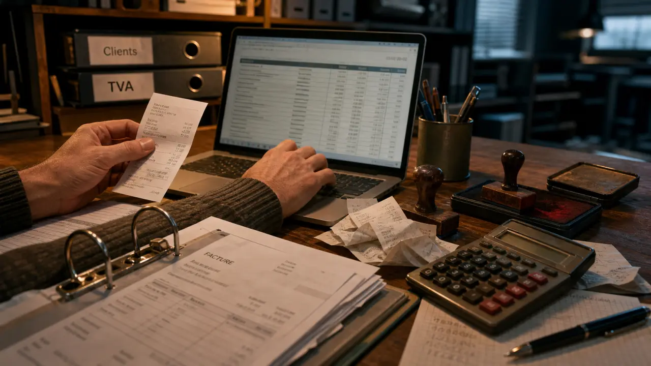 Comptable fiche métier : bureau comptable, factures et tableur, calcul de TVA