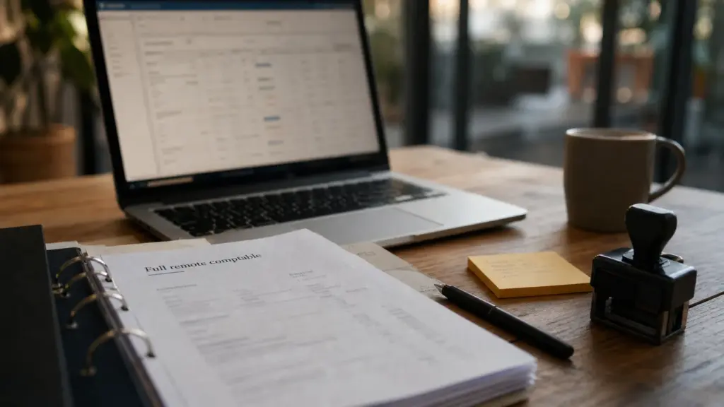 Comptable full remote : ordinateur et factures dématérialisées au télétravail