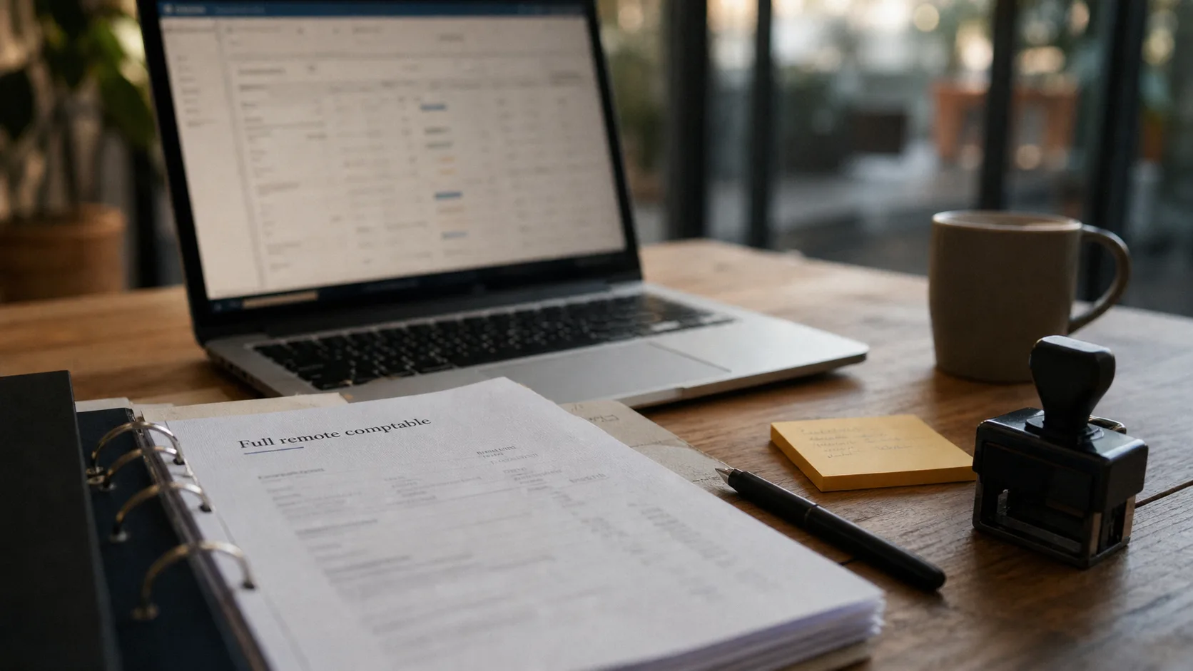 Comptable full remote : ordinateur et factures dématérialisées au télétravail
