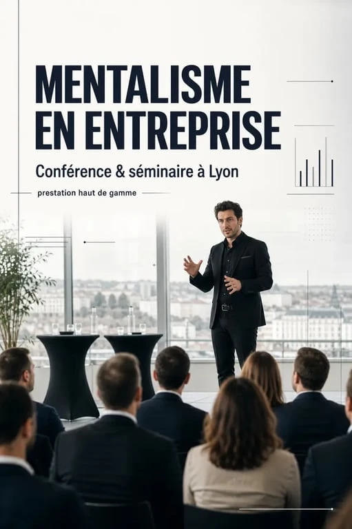 Magicien Lyon conférence entreprise lors d’une animation de mentalisme en salle de séminaire