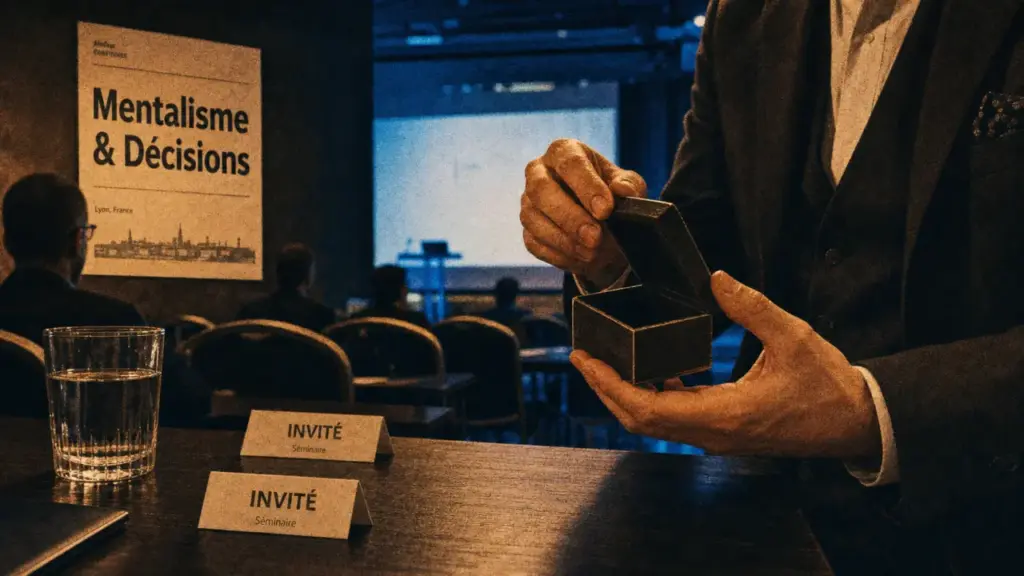 Magicien Lyon pour conférence d’entreprise : close-up et mentalisme en salle de séminaire