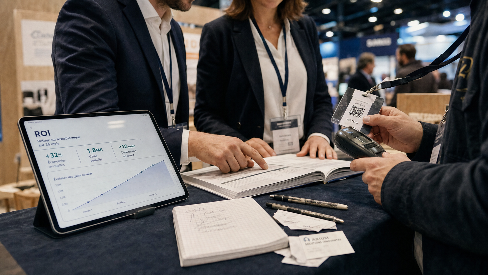 Participation salon professionnel : scan badge et ROI +30% grâce à une préparation rigoureuse