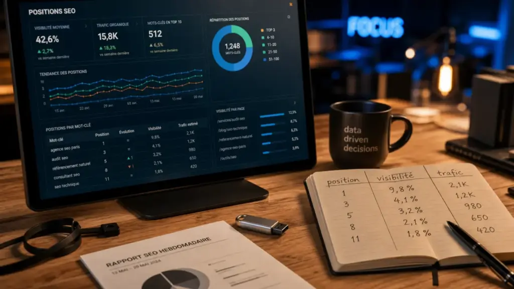 Ranks SEO : positions, visibilité et concurrence sur rapport