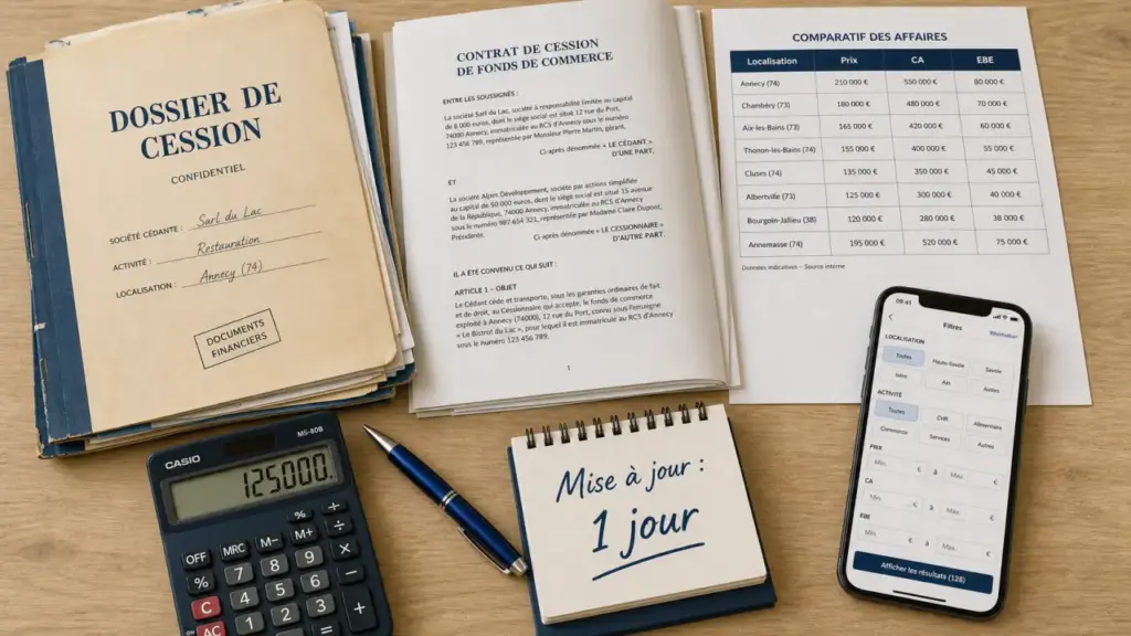 Cession entreprise Lyon : tri offres prix CA EBE localisation