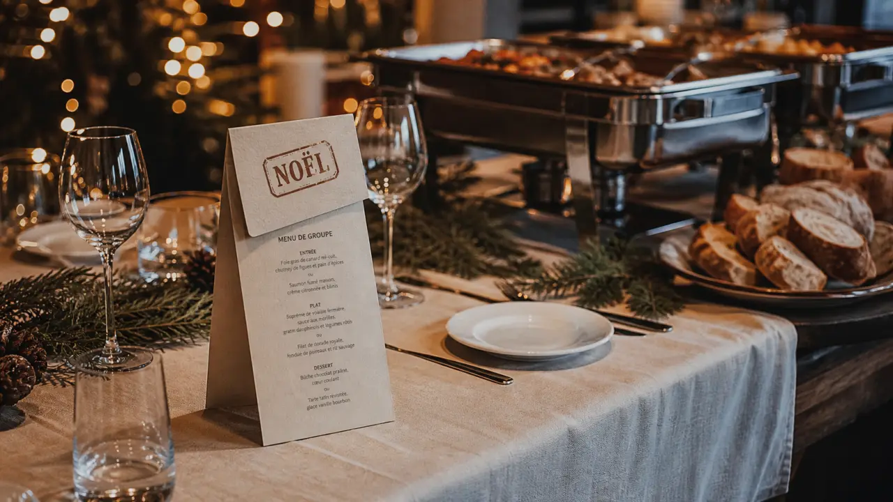 Repas de noël en entreprise lyon : table de restaurant et cocktail dînatoire